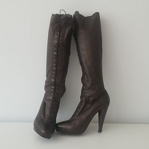 Prada heeled lace up boots